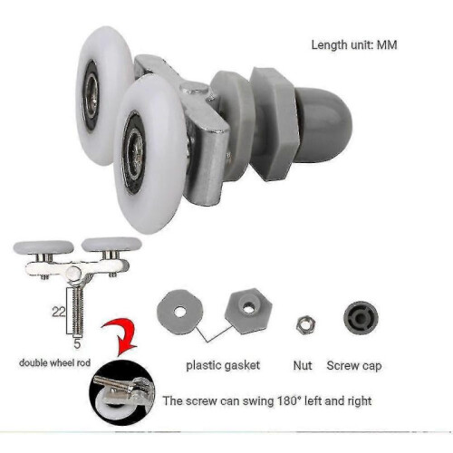 Shower Door wheel 8pcs Double Twin Top Bottom Rollers Runners Pulleys Bathroom Replacement Parts 1