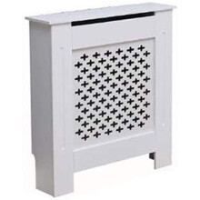 Kensington Radiator Cover Modern MDF Wood White Grey Cross Pattern Living Room Bedroom Hallway Cabinet