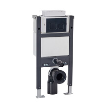 Nes Home Top or Front Wall Hung Toilet Frame Matte Black Flush Square Buttons