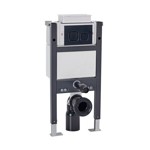 NES Home Nes Home Top or Front Wall Hung Toilet Frame Matte Black Flush Square Buttons