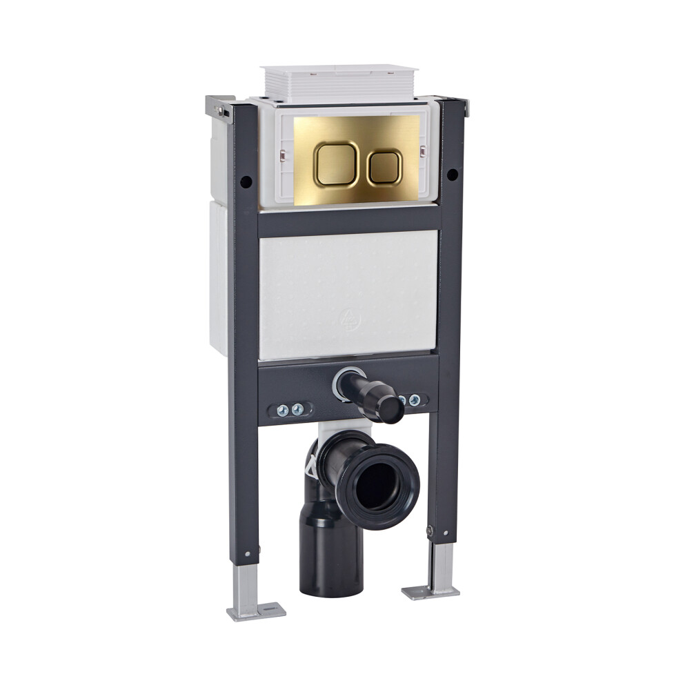 Nes Home Top Or Front Wall Hung Toilet Frame Brushed Brass Flush Square Buttons