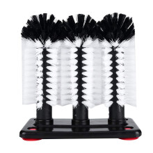 3 Brushes Glass Cups Washer Triple Glass Cups Washing Brushes with Suction Cup Base for Kitchen Sink Home