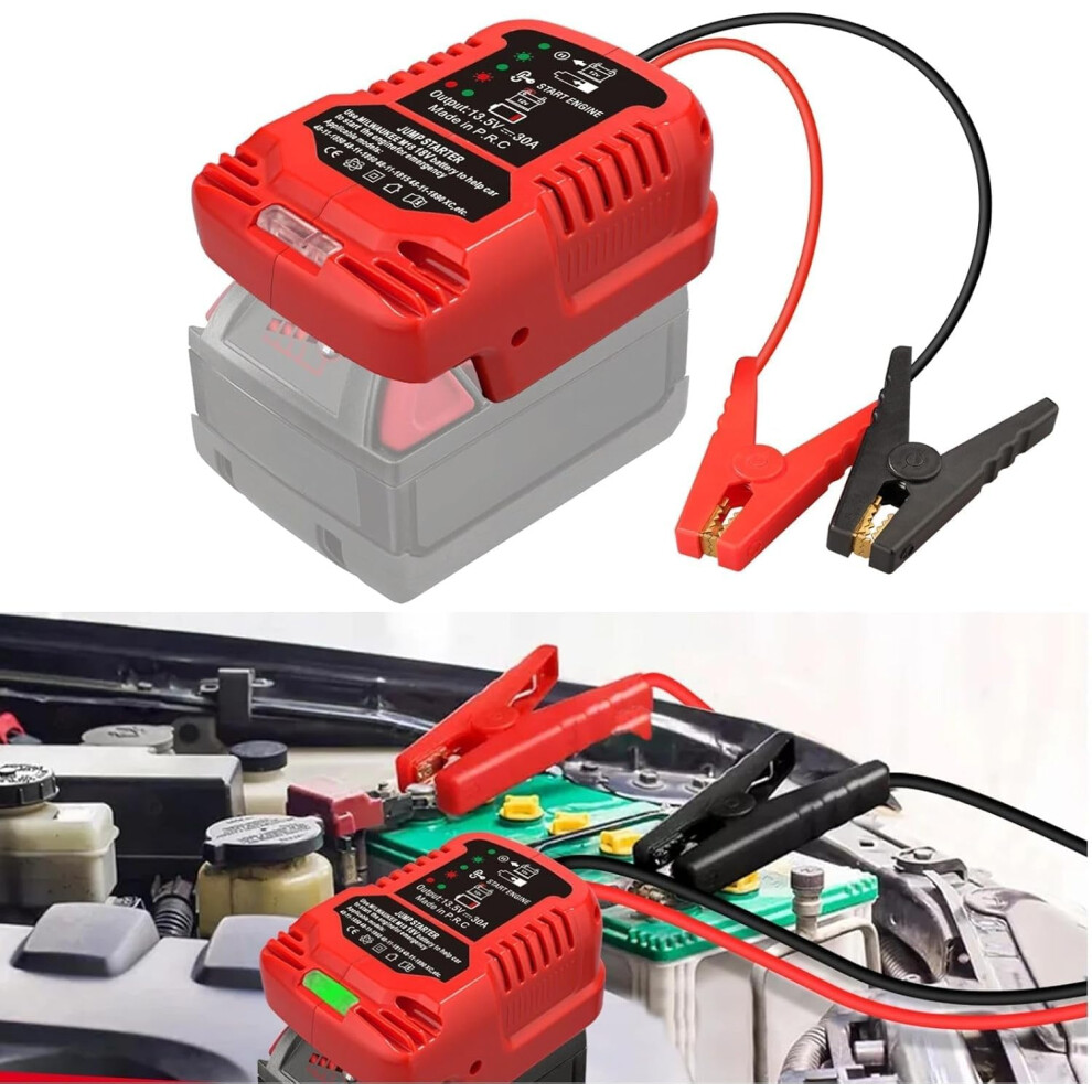 Jumper Cables Adapter For Milwaukee 18V M18 Battery Jump Car Starter,Up To 3.5L Engines 477169014740