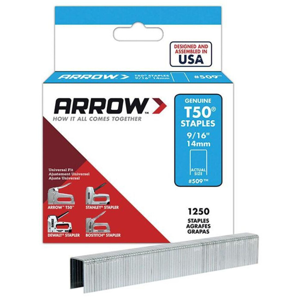 Arrow T50 Staples 14mm 9/16'' 1250pk
