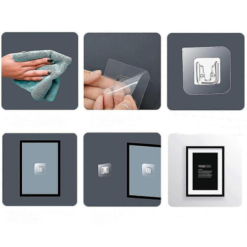 10 Pairs Double-sided Adhesive Wall Hooks Punch-free 2