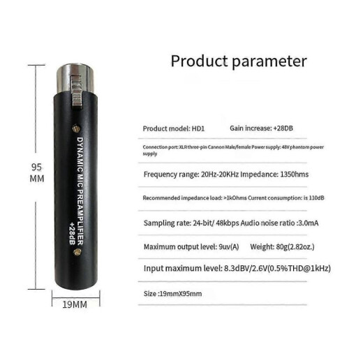 For DM1 Dynamic Microphone Preamplifier+SM58SK Microphone 28DB Gain for Dynamic and Passive Ribbon Microphone 2