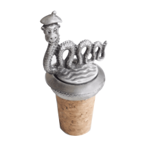 (Add a Gift Pouch) Nessie Loch Ness Monster Pewter Bottle Stopper