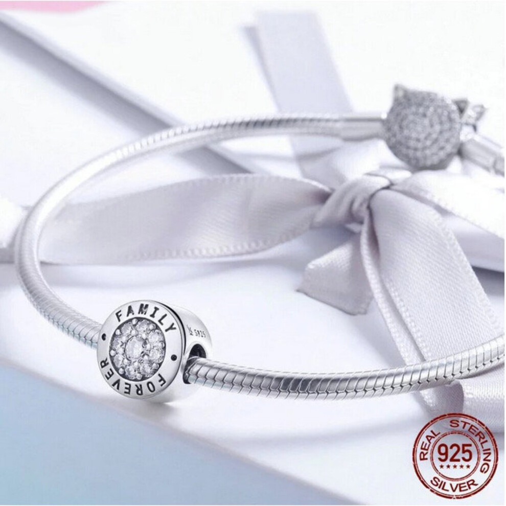 Forever Family Round Dazzling charm sterling silver for women bracelet