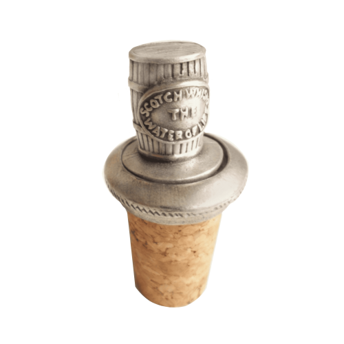 (Add a Gift Pouch) Scotch Whisky Cask Pewter Bottle Stopper