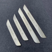 (One-size, Silver) Auto Accessories Door Sill Plate For Tesla Model 3 2017-2019 Door Sill Strip Protection Car Parts