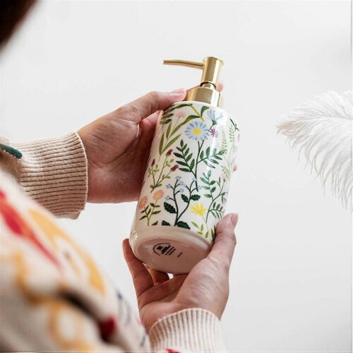 Retro Farmhouse Ceramic Soap Dispenser – Refillable 14.5 oz with Pump Cap 2