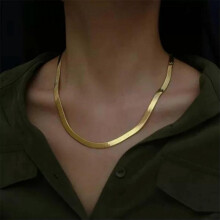 24K Gold Plated 4mm Blade Necklace for Men and Women, Luxury Jewelry Gift, 60cm (24 Inches)
