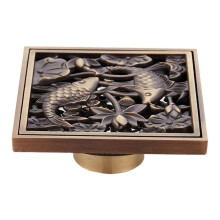 Stable square brass shower drain covers with removable filters for bathroom floor drains, easy installation.