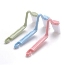 8' V Type Plastic Curved Toilet Brush Cleaning Corner Toilet Rim (Blue, Green, Red, Pack of 2)