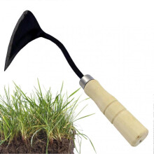 Garden hoe for weeding with vertical root extractor for gardening, yard, lawn