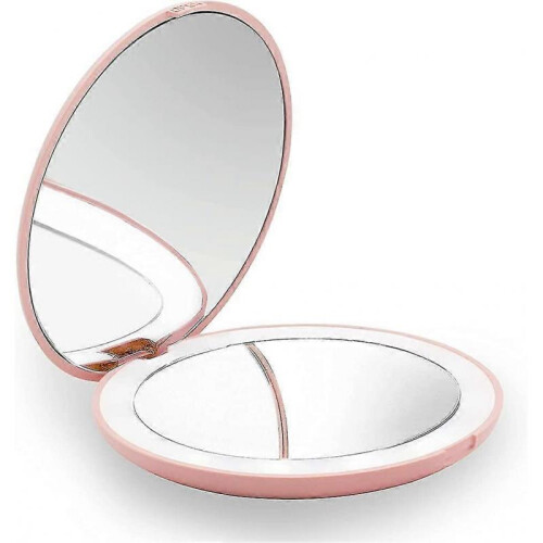 Portable Pocket Mirror Double-sided Makeup Mirror with Led Lighting, 1x / 10x