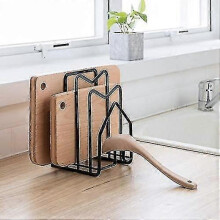 (black) Chopping Board Rack Stand Cutting Board Organiser Stand Kitchen Countertop Pot Lid Rack For Kitchen Storage (black) A