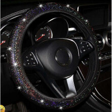 (black) Cute Soft Colorful Bling Bling Steering Wheel Cover Compatible With Women Girls, Universal 15 Inch, Fit Suvs, Vans, Sedans