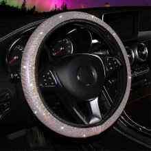 (pink) Cute Soft Colorful Bling Bling Steering Wheel Cover Compatible With Women Girls, Universal 15 Inch, Fit Suvs, Vans, Sedans