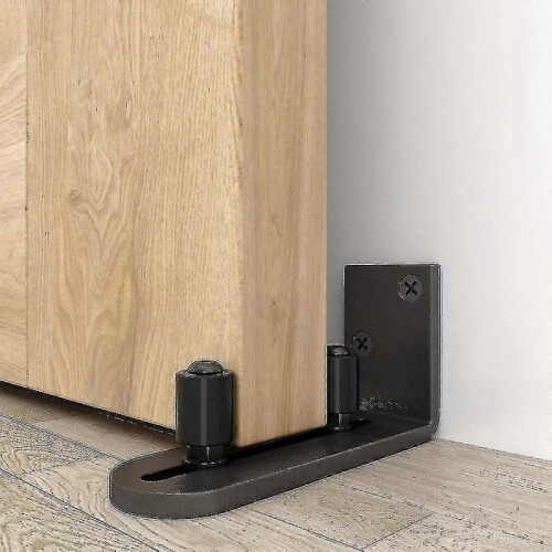 New Sliding Barn Door Floor Guides Adjustable Stay Roller Hardware Kit,black 1