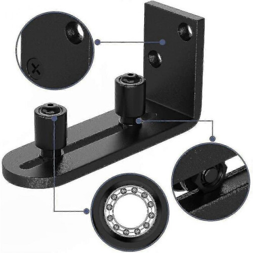 New Sliding Barn Door Floor Guides Adjustable Stay Roller Hardware Kit,black 2