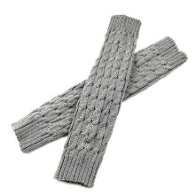 Women Ladies Winter Warm Long Leg Warmers Cable Knit Knitted Crochet Long Socks(Light grey)
