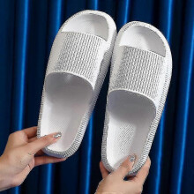 (38-39, white) Summer solid color comfortable men's and women's slippers