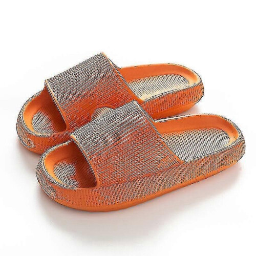(38-39, orange) Summer solid color comfortable men's and women's slippers