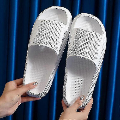 (42-43, white) Summer solid color comfortable men's and women's slippers