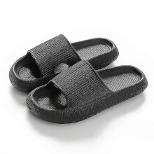 (44-45, black) Summer solid color comfortable men's and women's slippers