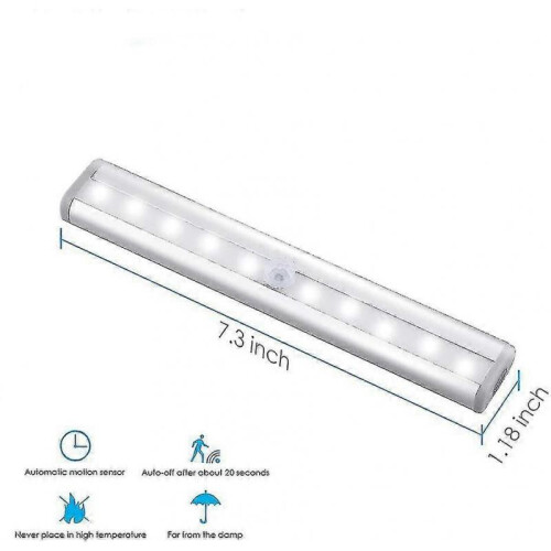 Motion Sensor Light Bar, (10 Led, 3 Pack) Wardrobe Wireless Lamp 1