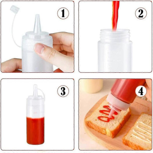 Sauce Bottle with Cap Condiments Squeeze 250ml Plastic Bottle for Mustard, Seasonings 2