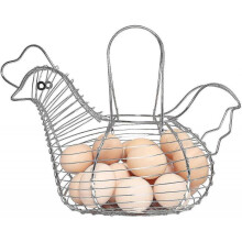 Simple And Neat Chrome Steel Wire Egg Basket with Handle, Holds 15-20 Eggs, Medium Size
