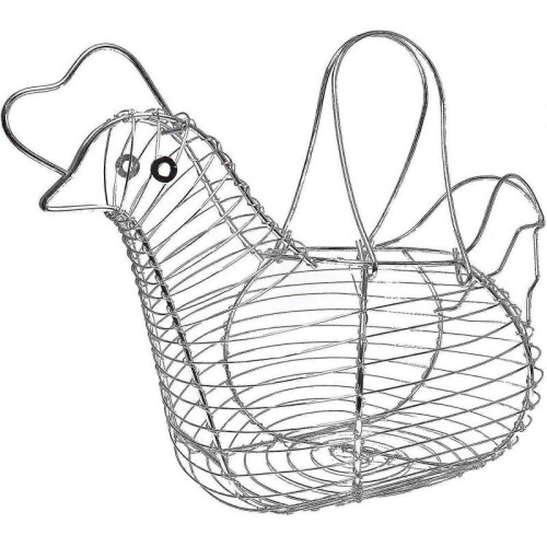 Simple And Neat Chrome Steel Wire Egg Basket with Handle, Holds 15-20 Eggs, Medium Size 2