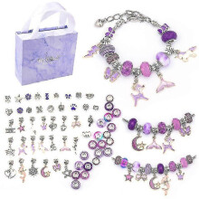 (purple) Charm Bracelet Making Kit Diy Craft Jewelry Gift Set For Kids Girls Teens