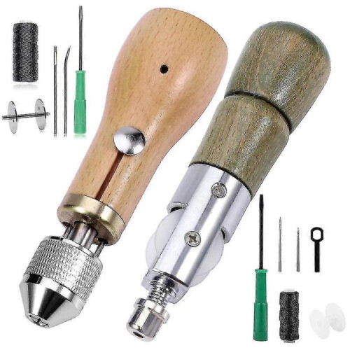 (Green) Speedy Stitcher Sewing Awl Kit 6/7pcs Set Leather Hand Stitcher Thread Needles Kits 1