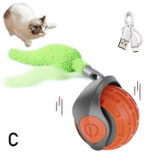 (Orange) Smart Cat Toy Ball Usb Automatic Moving Bouncing Ball Puppy Cat Entertainment Toys Electronic Dog Toy Ball Pet Interactive