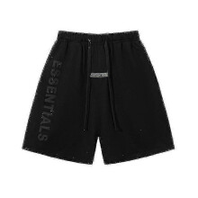 (S, Black) Shorts Essentials Casual Drawstring Silicone Letter Loose Shorts Men and Women