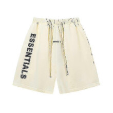 (L, Beige) Shorts Essentials Casual Drawstring Silicone Letter Loose Shorts Men and Women