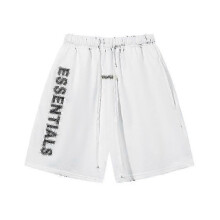 (S, White) Shorts Essentials Casual Drawstring Silicone Letter Loose Shorts Men and Women