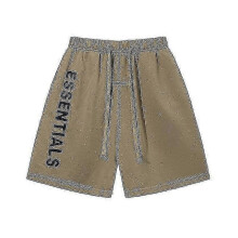 (XL, Khaki) Shorts Essentials Casual Drawstring Silicone Letter Loose Shorts Men and Women