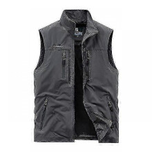 (M, Dark Grey) Jwl-fgkks Menleisure Vest Jacket Solid Color Tooling Style Wwaistcoat Thin Fishing Hiking Multi-pocket Casual Loose Vest For Men