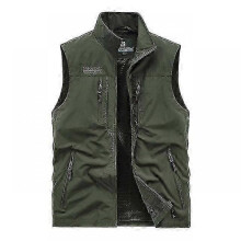 (M, Army Green) Jwl-fgkks Menleisure Vest Jacket Solid Color Tooling Style Wwaistcoat Thin Fishing Hiking Multi-pocket Casual Loose Vest For Men