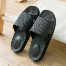 (Black, 38-39) Thick Platform Slippers Eva Sandals Leisure Men Ladies Indoor Anti-slip Shoes