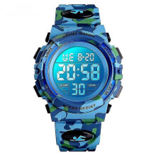 (Light Blue) Digital Movement Sport Children Watches Boys Girls Clock Fashion Led Light Electronic Kids Wristwatch