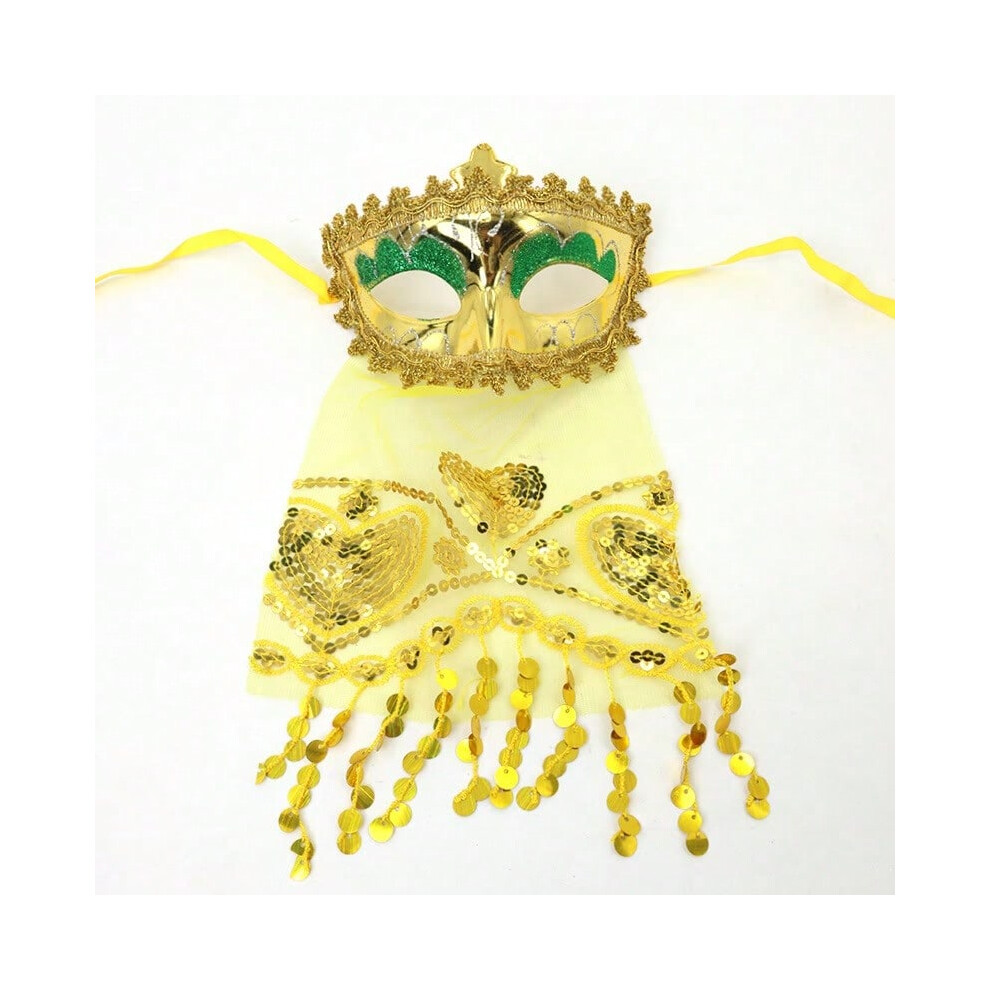 (Veil Gold, One size) Masquerade Party Christmas Halloween Venetian Indian Belly Dance Veil Lady Mask-image-OPC-PJ5XJZT-NEW