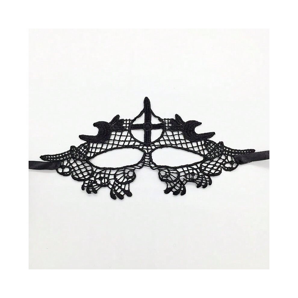 (Amorphous Black-Cross, One size) Sexy mask lace eye mask irregular Halloween festival supplies-image-OPC-PJ5XK5N-NEW