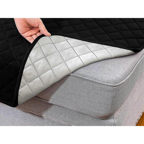 L Shaped Chaise Lounge Couch Cover Sofa Slipcover Sofa Protector Black 2