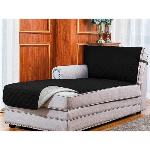 L Shaped Chaise Lounge Couch Cover Sofa Slipcover Sofa Protector Black 1