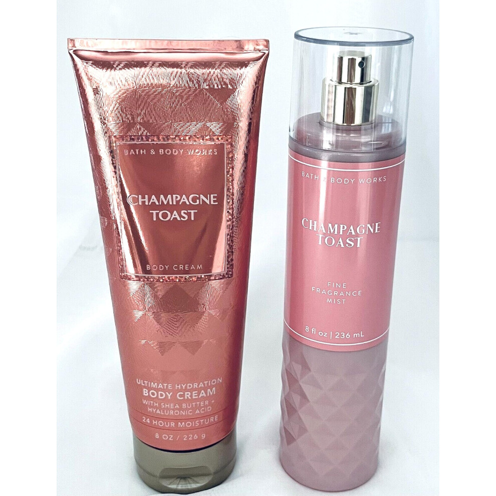 Bath and Body Works - Champagne Toast - Fine Fragrance Mist and Ultra Shea Body Cream - Full Size -2019
